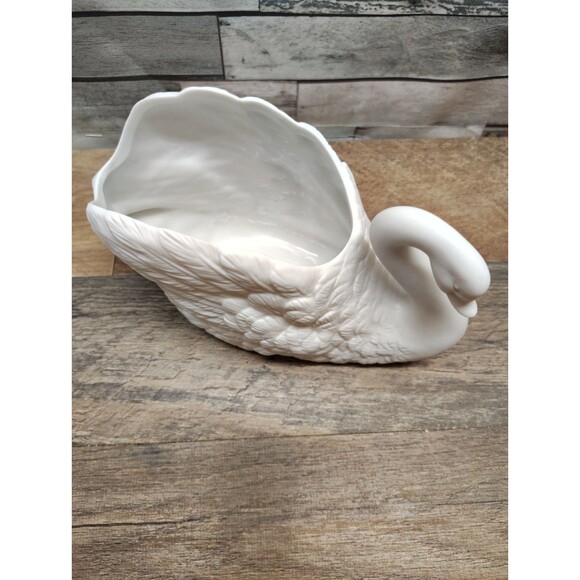 White Swan Planter Pot Bird 1988 Made In Taiwan Vintage Porcelain F.T.D.A. - Picture 4 of 8